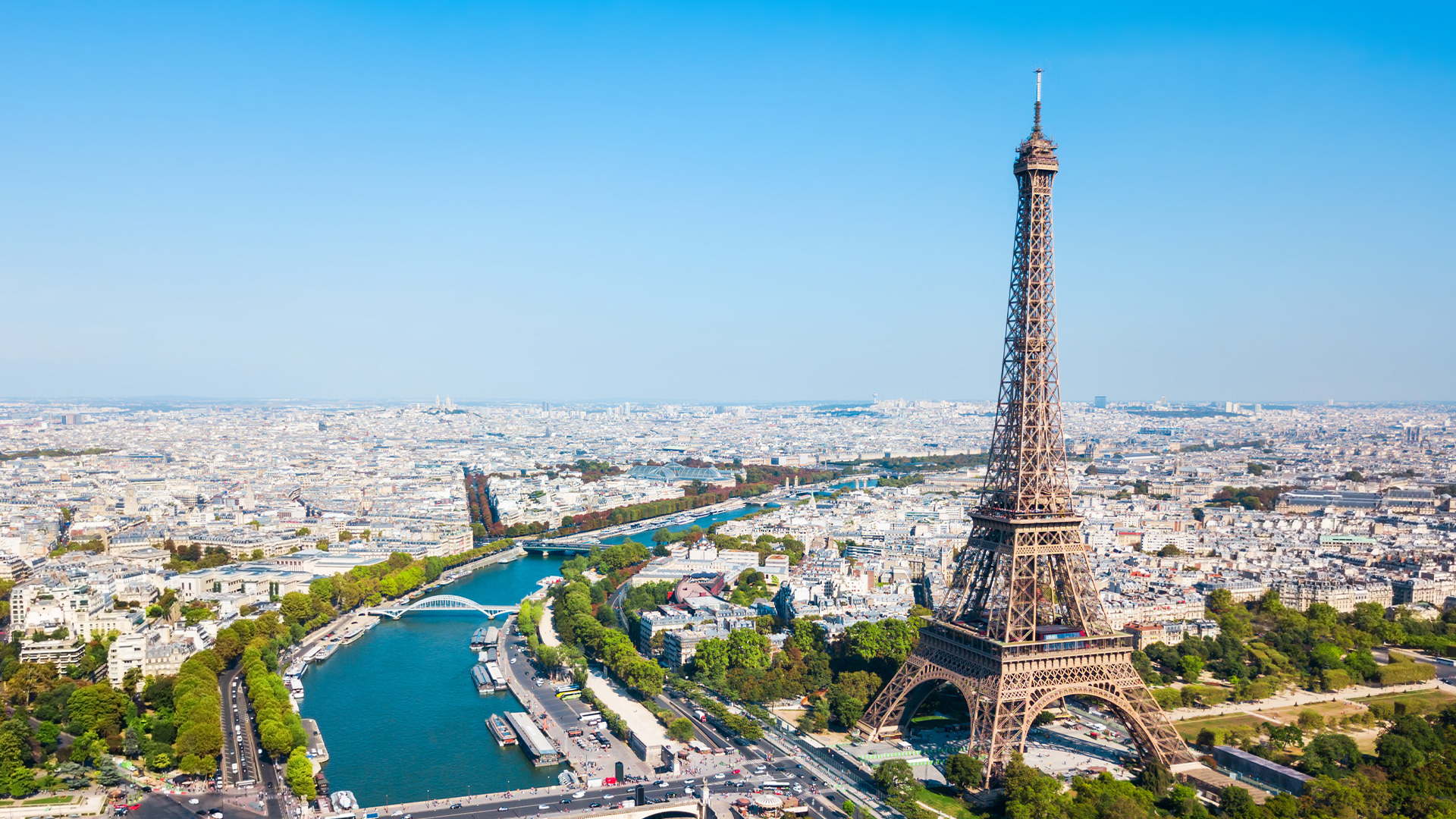 Arial view of Eiffel Tower